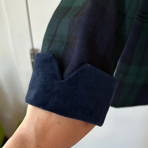 KASPER FOR A.S.L. | Vintage Purple Green & Blue Plaid Blazer with Velour Detail - Picture 5 of 16